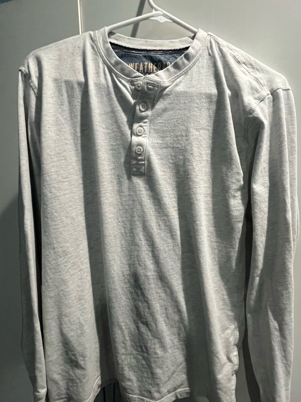 Weatherproof Men's Long-Sleeve Henley Shirt - Light Gray